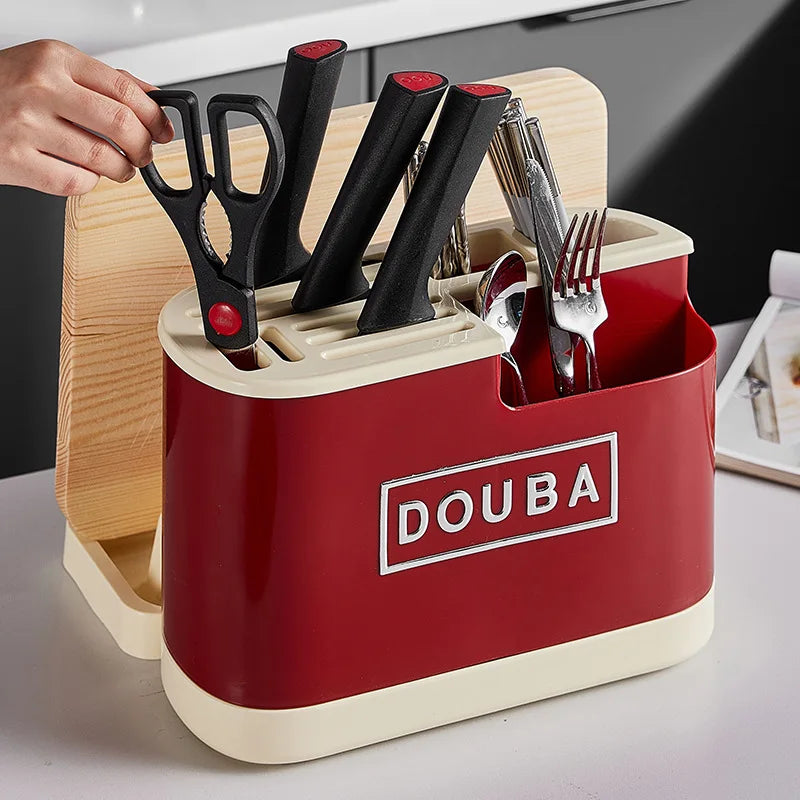 Multifunctional Knife Block Holder Kitchen Counter Stand Storage Rack for Knives Cleaver Chopsticks Organizer for Home Peaceful Pleasures Health and Wellness