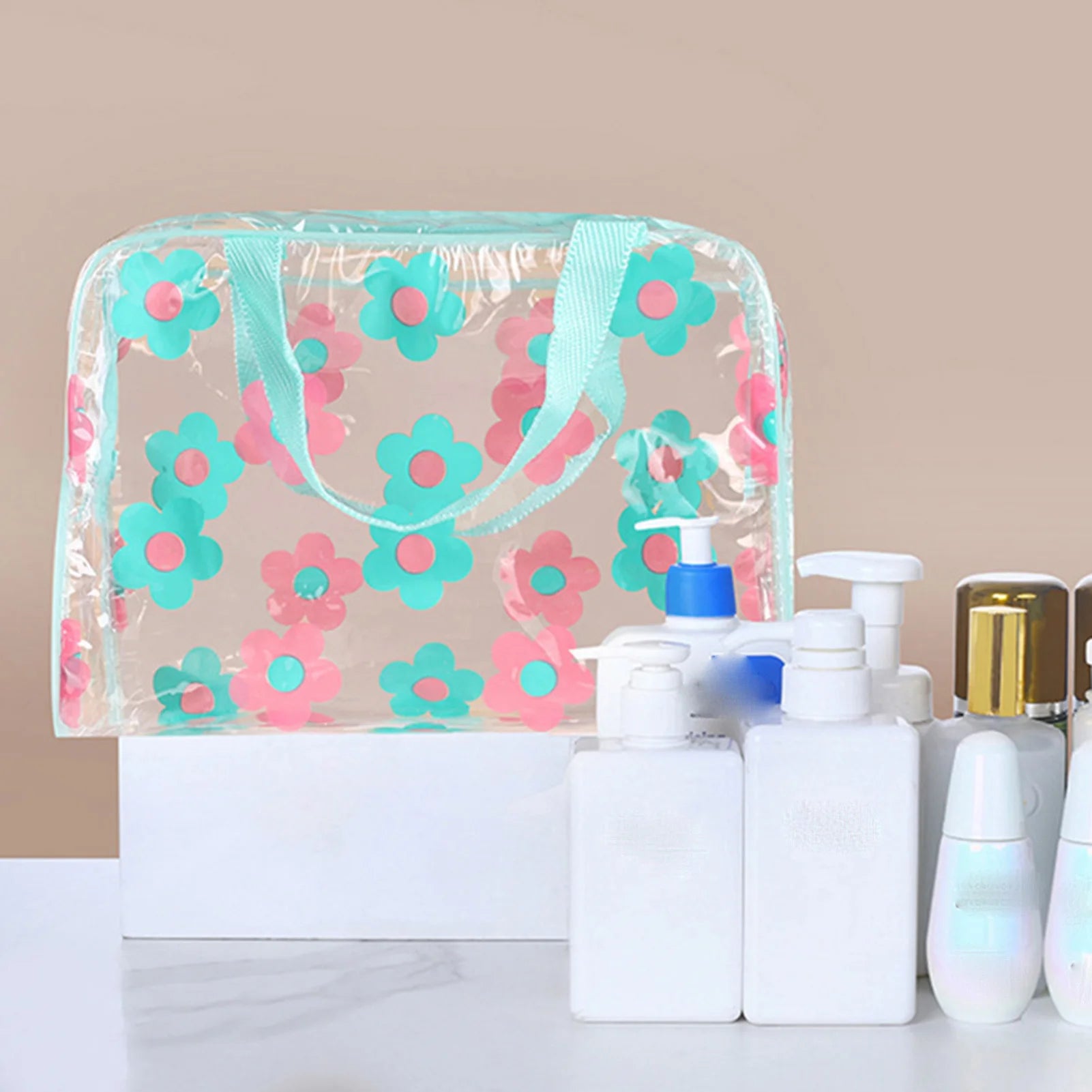 Transparent Travel Cosmetic Bag Large Capacity and Lightweight Design for Small Items Storage Management Peaceful Pleasures Health and Wellness