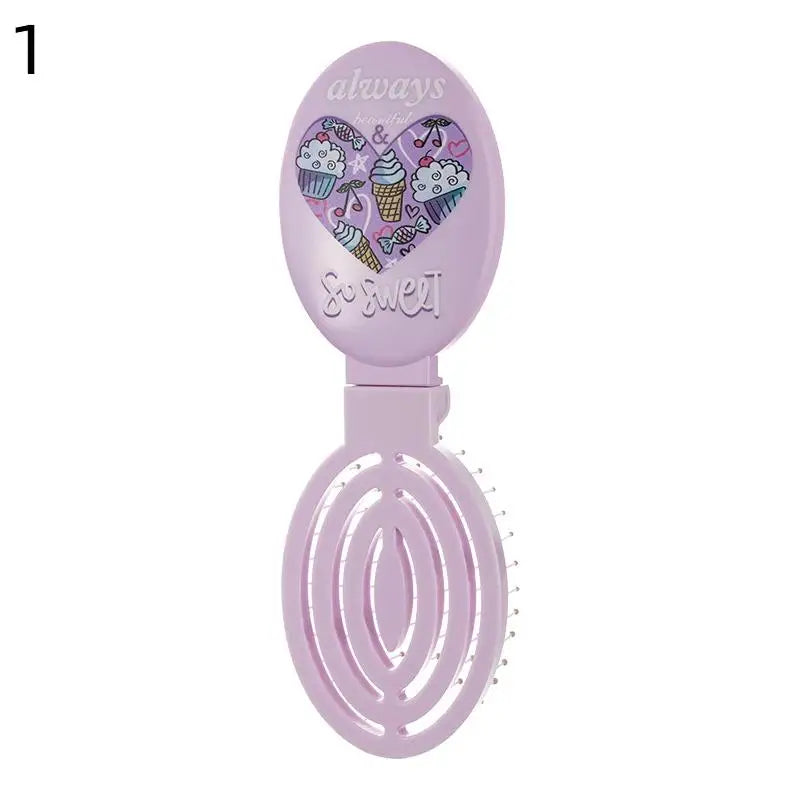 2 In1 Portable Folding Hair Comb With Mirror, Lightweight & Travel-Friendly Perfect Gift For Women & Girls Peaceful Pleasures Health and Wellness 1 Purple
