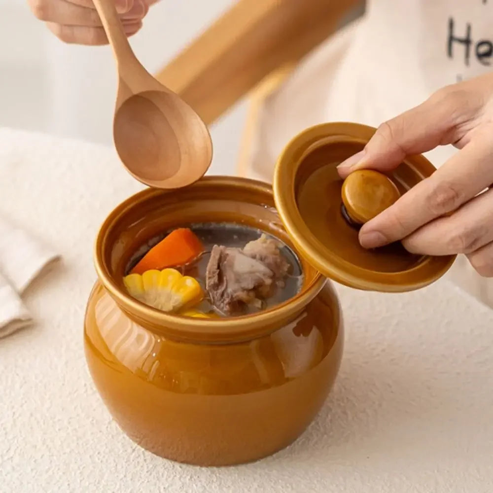 Hot Sale Ceramic Food Storage Jar Cooking Stew Pot with Lid 400 ML Mini Thickened Household Non-Stick steaming pot Stewed soup Peaceful Pleasures Health and Wellness