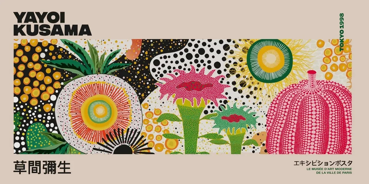 Abstract Yayoi Kusama Flower Japanese Exhibition Art Poster Vintage Print Canvas Painting Modern Room Wall Home Decor cuadros Peaceful Pleasures Health and Wellness 2 20x40cm