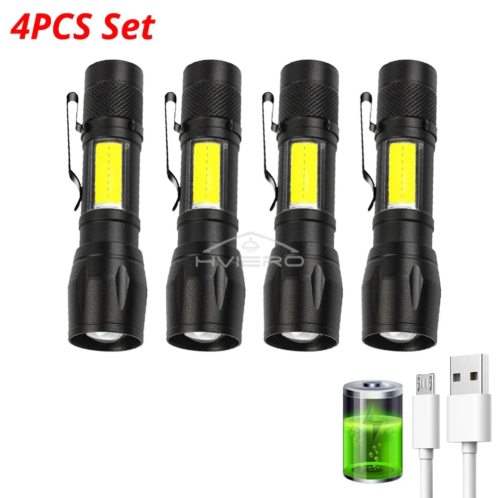 HVIERO Mini Rechargeable LED Flashlight 3W Waterproof T6 Torch