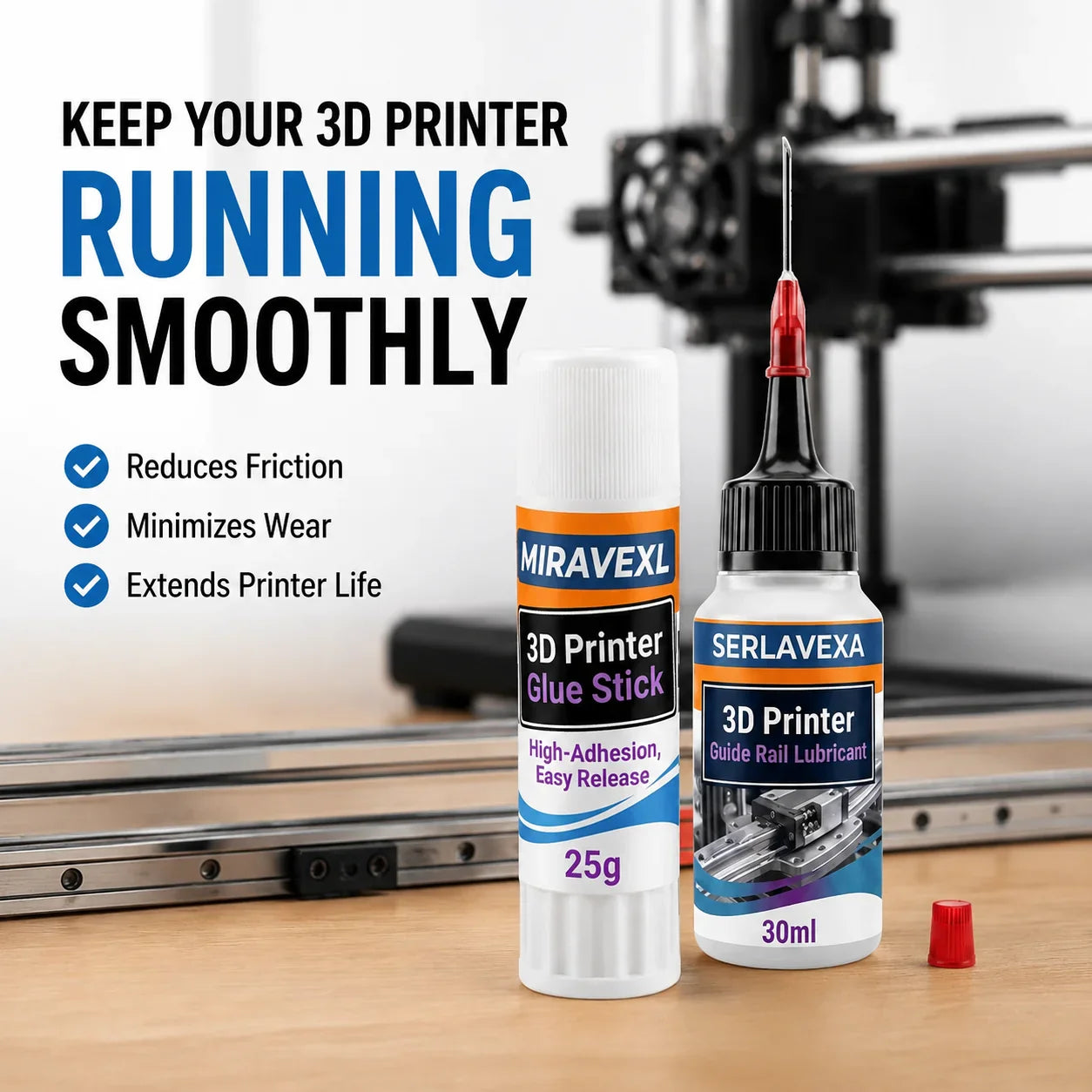 3D Printer Maintenance Kit – Rail Lubricant & Bed Glue Stick