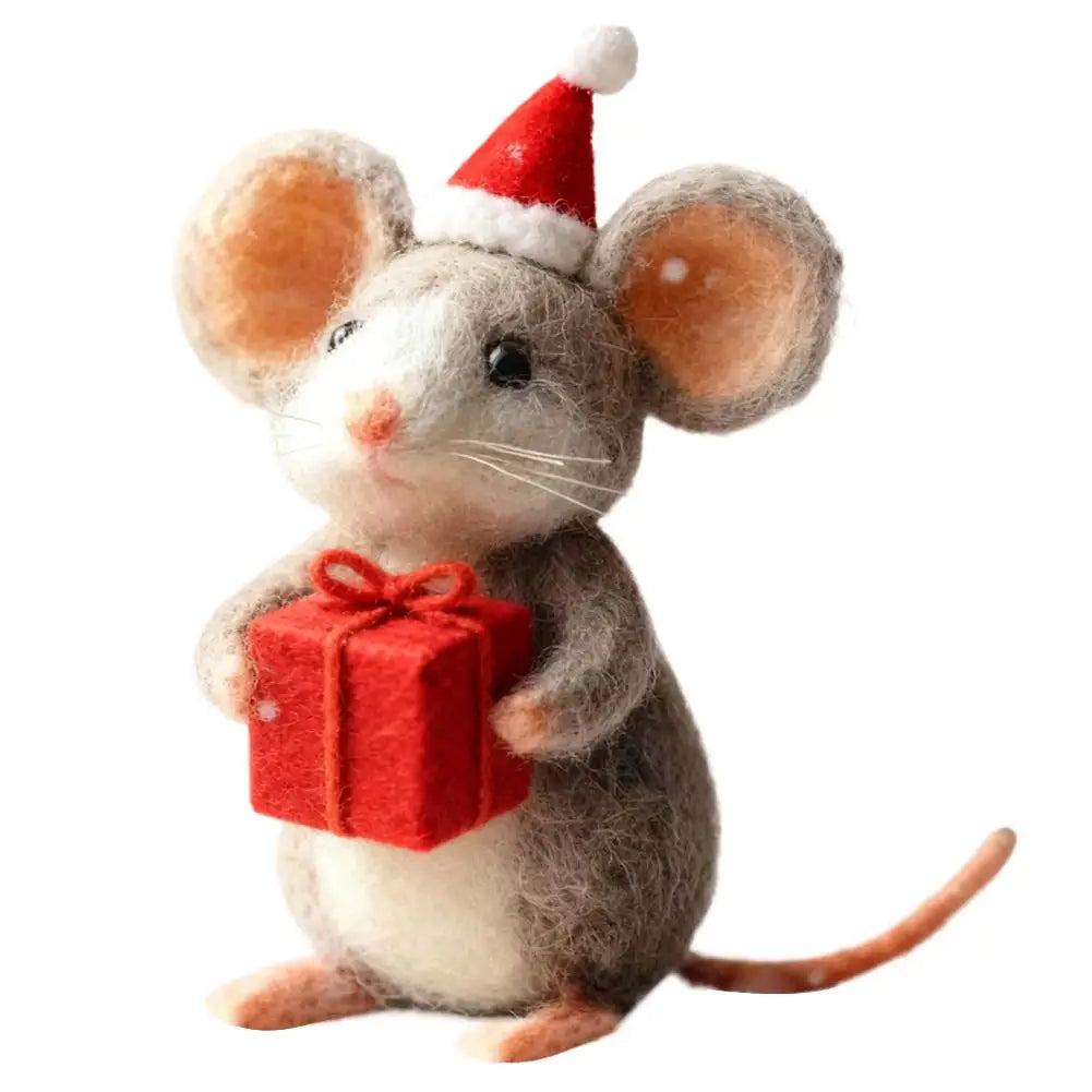 Christmas Wool Felt Mouse Ornaments – Cute Holiday Tree Decor Christmas Tree Ornament Peaceful Pleasures Health and Wellness C