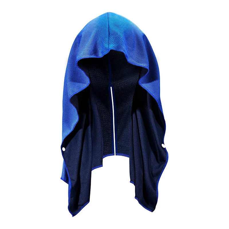 Outdoor Sports Sun Protection and Cooling Headscarf Gym Beach Camping U-shaped Cooling Sweatshirt Headscarf Quick-drying Towel Peaceful Pleasures Health and Wellness Sapphire blue