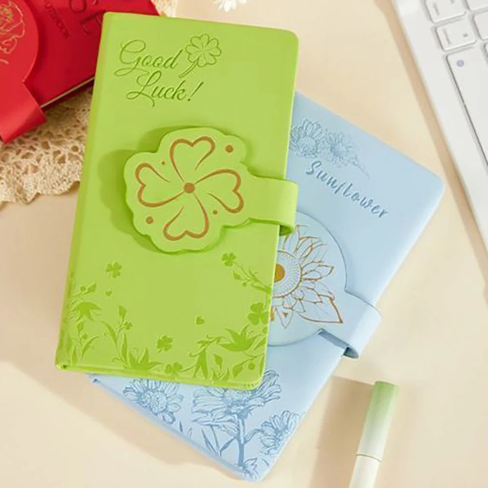 Flower Magnetic Suction Buckle Handle Ledger Blank Inner Pages Small