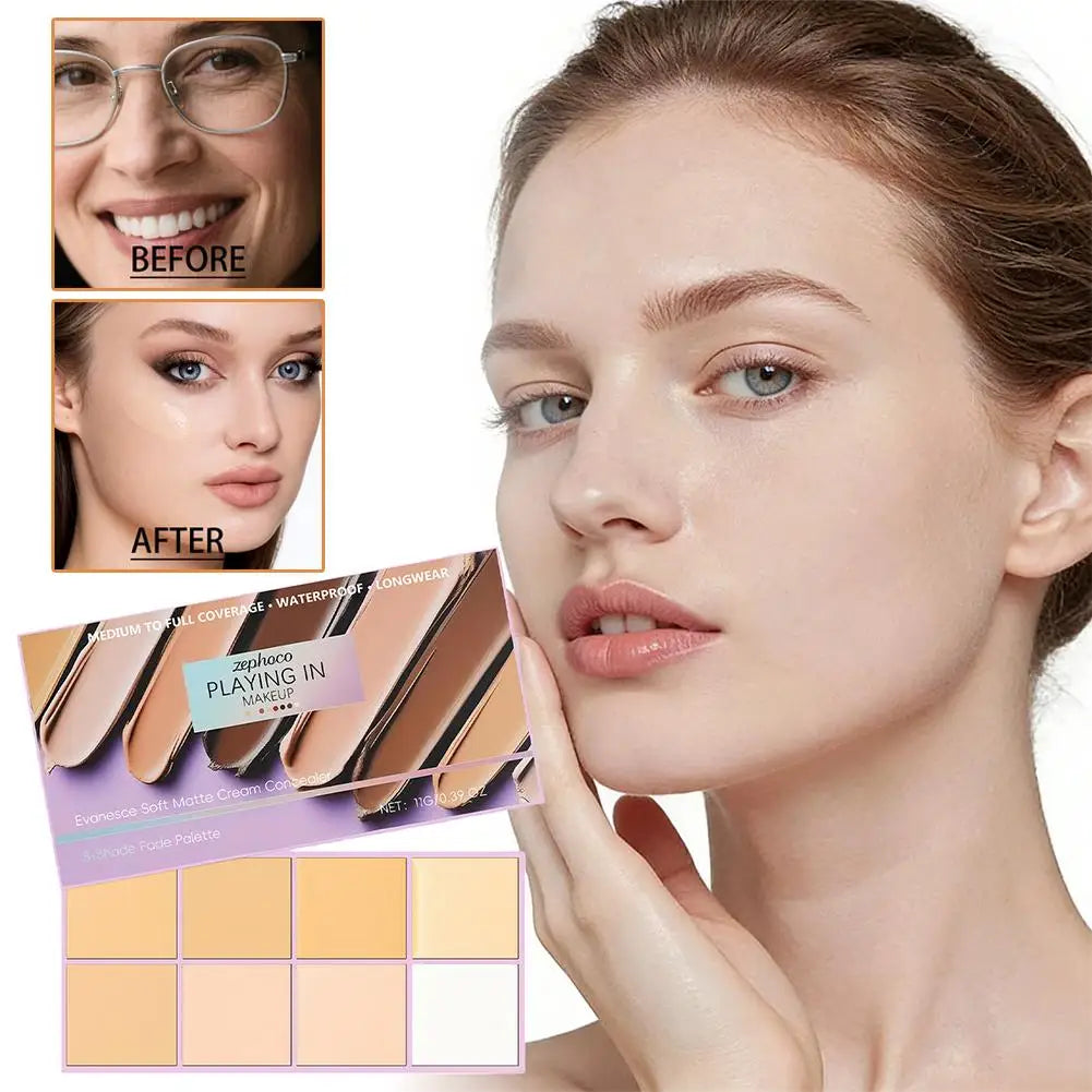 BIOAOUA 8-Color Concealer Contour Palette – Waterproof & Full Cover