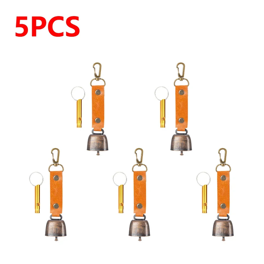Outdoor Repellent Bear Bell Camping Retro Wind Chime Keychain Accessories Hiking Reminder Pet Pendant Bell for Fishing Peaceful Pleasures Health and Wellness caramel color-4