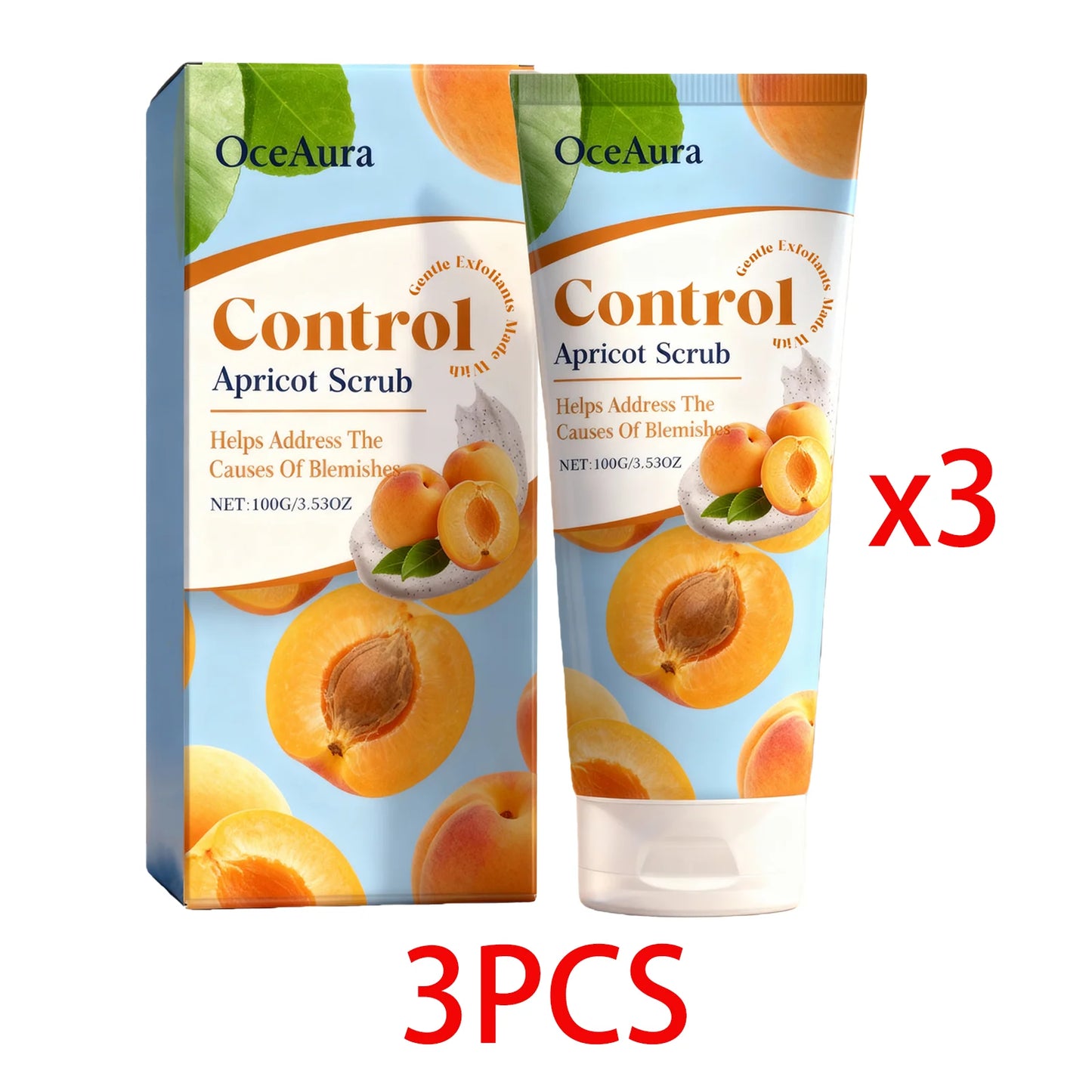 OceAura Apricot Facial Scrub – Gentle Exfoliator 100g