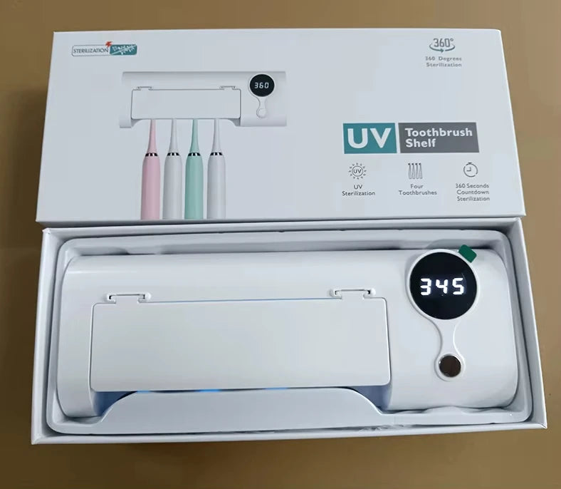 Hot Selling Custom Plastic Wall Mounted Automatic Toothpaste Dispenser UV Toothbrush Holder Squeezer Peaceful Pleasures Health and Wellness