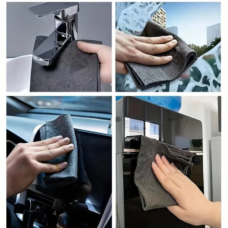 5Piece Magic Cleaning Cloth，Window Cleaning No Trace Left，Waterless Printing Wipe Glass Wiper Mirror Artifact 7.87Inch/9.84Inch Peaceful Pleasures Health and Wellness