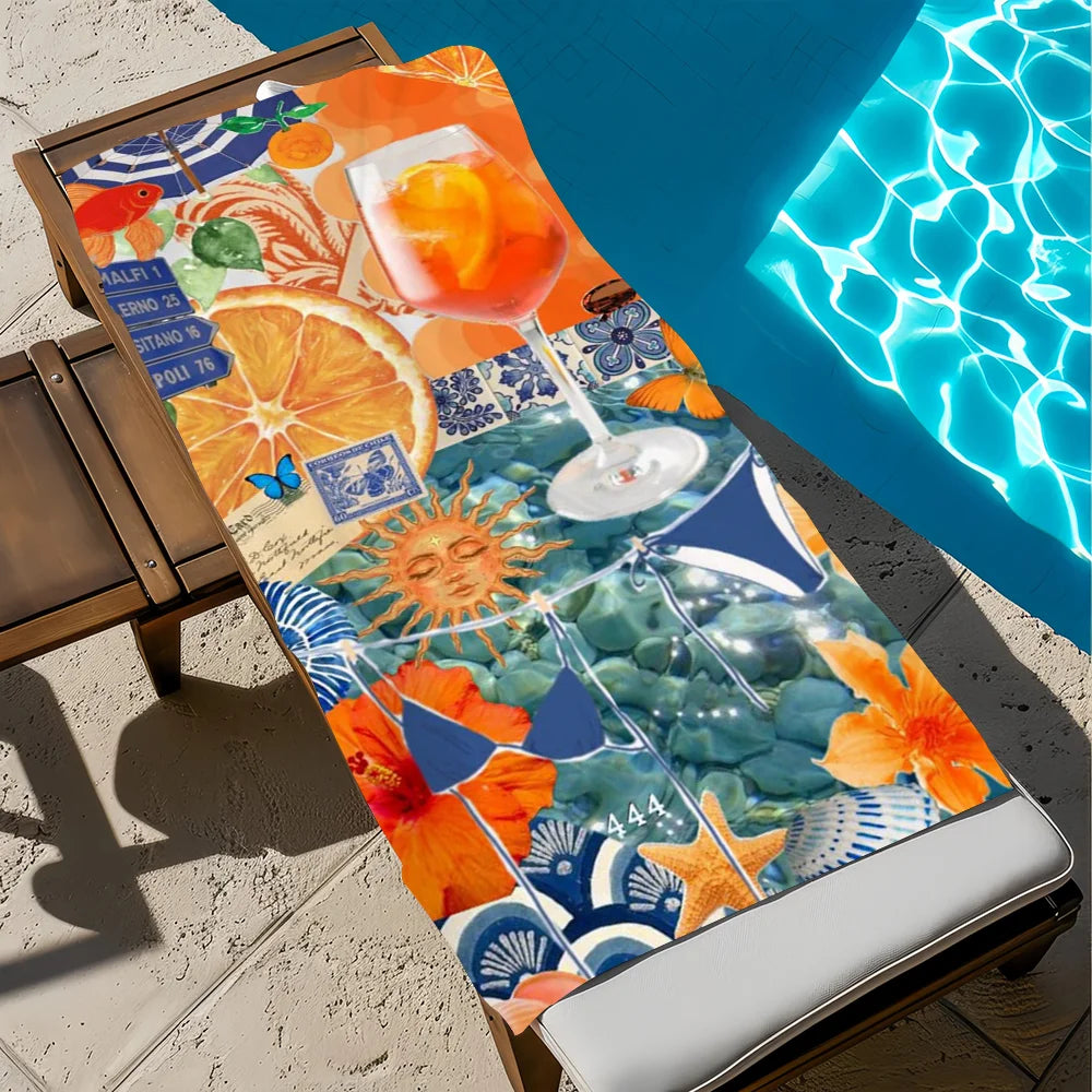 Aperol Spritz Quick-Dry Beach Towel | Soft Pool & Travel Towel Quick-Dry Beach Towel Peaceful Pleasures Health and Wellness z6 STJ150x260CM