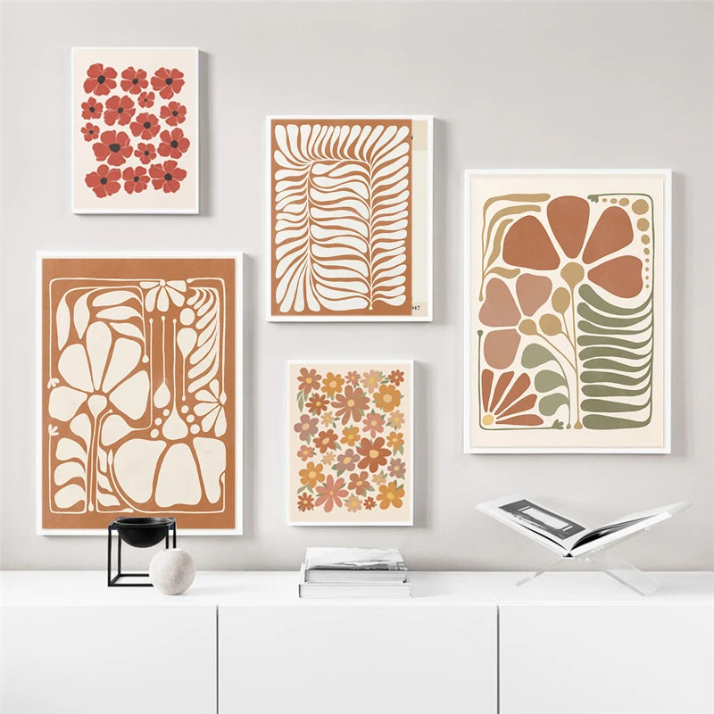 Abstract Floral Canvas Wall Art | Nordic Flower Poster Print Canvas Wall Art Peaceful Pleasures Health and Wellness