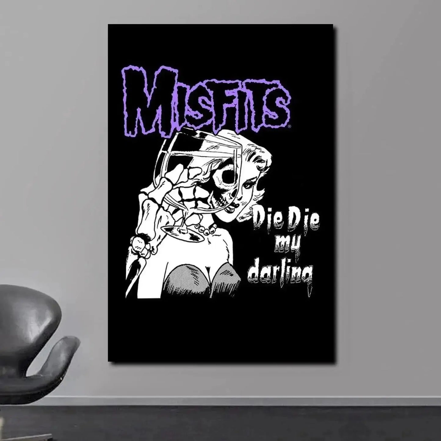 Misfits Hot Poster Horror Punk Rock Music Canvas Painting Wall Art Picture Retro Posters Prints for Bedroom Bar Club Home Decor Peaceful Pleasures Health and Wellness 4 50x70cm Unframed