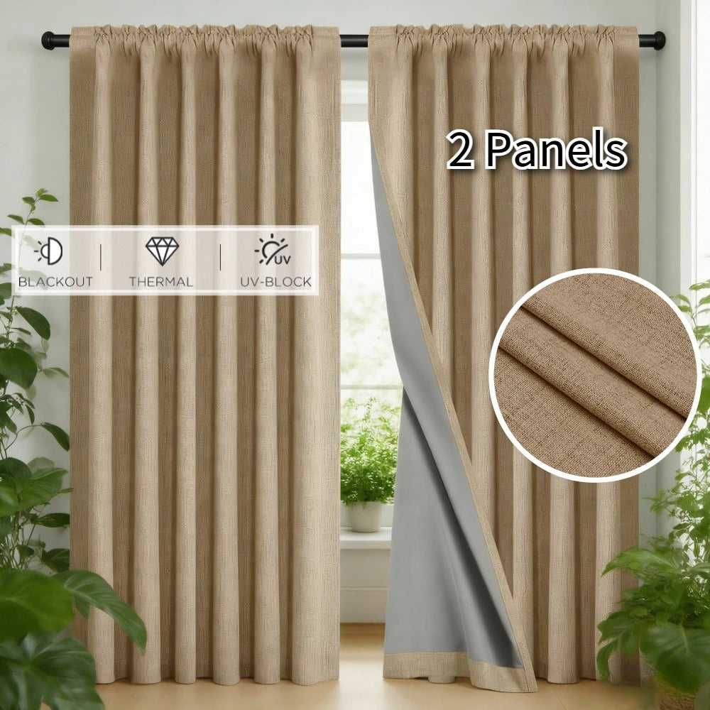 2 Panels Blackout Curtains Thermal Insulated Linen Curtain for Living Room Rod Pocket Light Blocking Drapes Window Treatment Peaceful Pleasures Health and Wellness