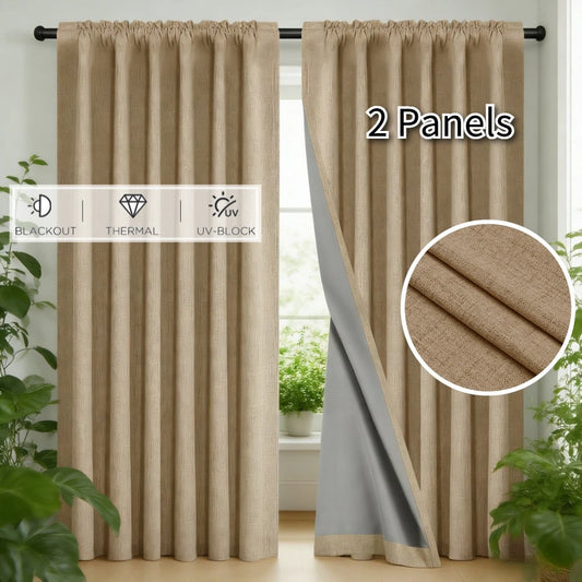 2 Panels Blackout Curtains Thermal Insulated Linen Curtain for Living Room Rod Pocket Light Blocking Drapes Window Treatment Peaceful Pleasures Health and Wellness