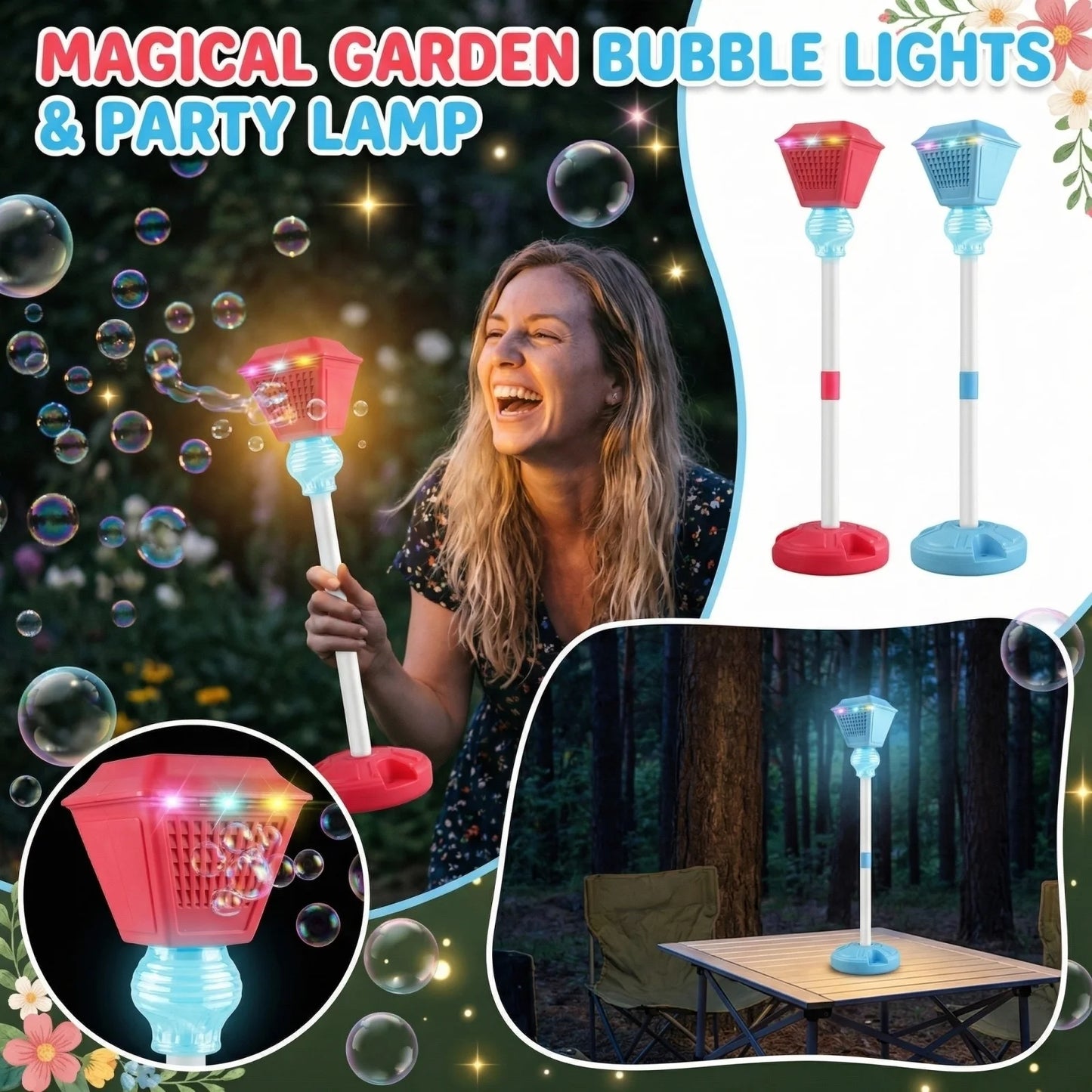 Street Lamp LED Bubble Machine – Electric Outdoor Party Toy Electric Bubble Machine Peaceful Pleasures Health and Wellness