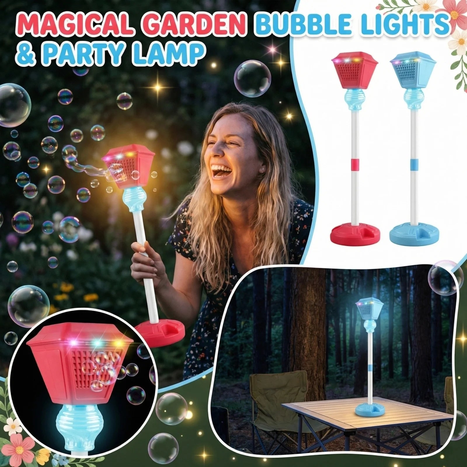 Street Lamp LED Bubble Machine – Electric Outdoor Party Toy Electric Bubble Machine Peaceful Pleasures Health and Wellness