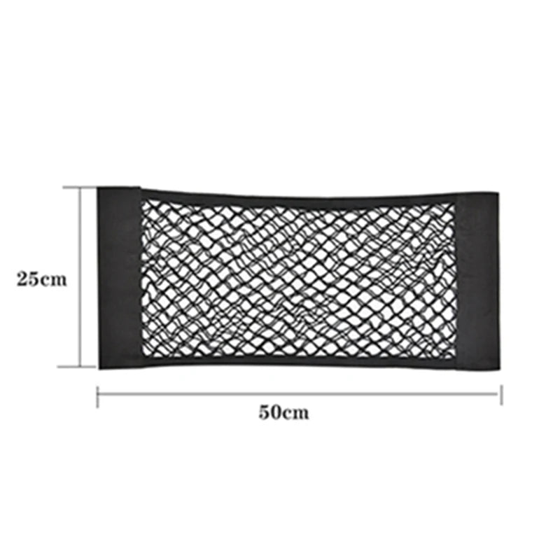 Self-Adhesive Magic Tape Car Trunk Mesh Storage Organizer Elastic Cargo Net Pocket Universal Trunk Seat Back Storage Accessories Peaceful Pleasures Health and Wellness 50 x 25