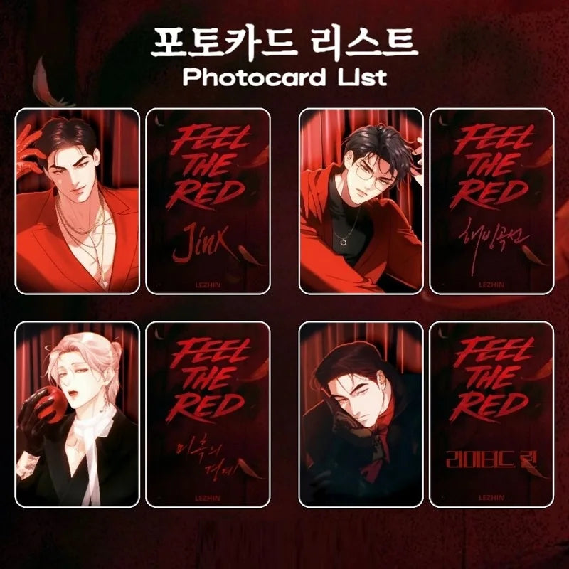 Korean Webtoon Feel Red Photo Cards Manga Character Double-sided Lomo