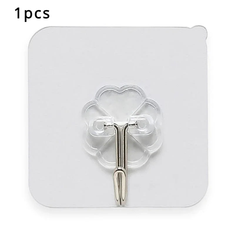 Self-Adhesive Heavy Duty Wall Hooks – Transparent No-Drill Adhesive Wall Hooks Peaceful Pleasures Health and Wellness 1pcs 1-5 Cells