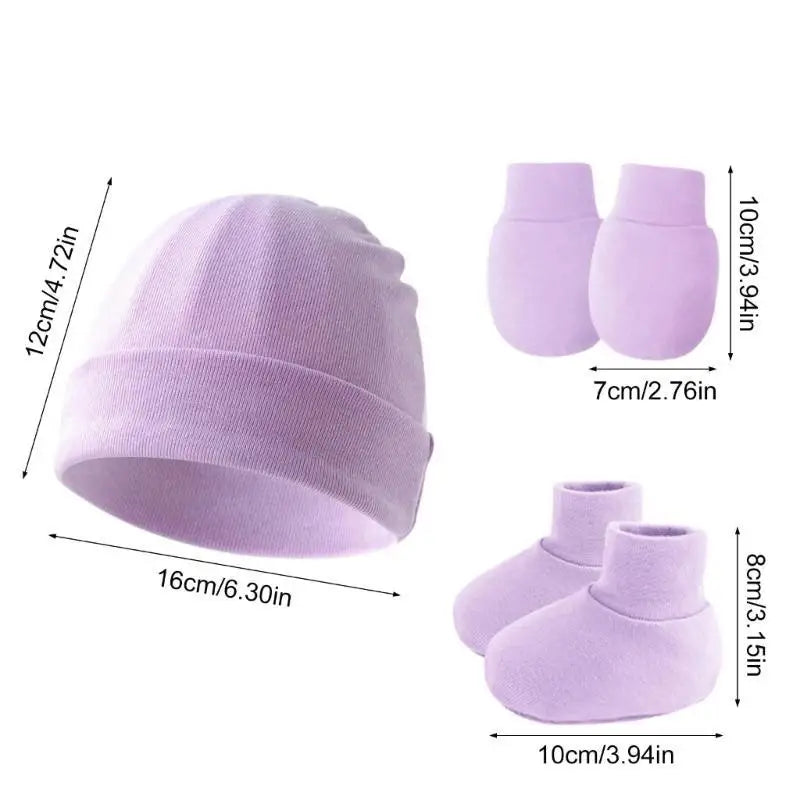 Newborn Baby Hat Gloves & Booties Set – Soft Cotton 0–9M