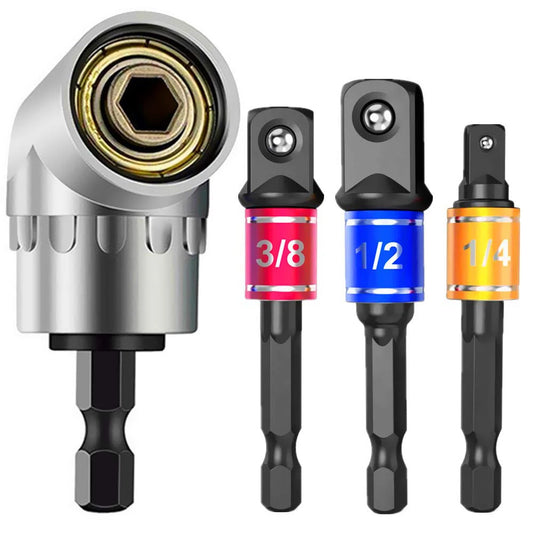Impact Grade Power Hand Tools Driver Sockets Adapter Extension Set, 3Pcs Hex Shank Drill Nut Driver Bit Set + 105 Degree Right Peaceful Pleasures Health and Wellness Default Title