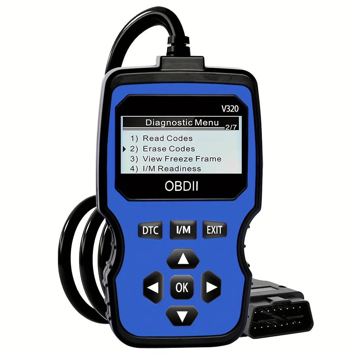 V320 Obd2 Scanner, Diagnostic Tool, Vehicle Health Monitor, Oxygen Test, Voltage, Data Stream, Vehicle Information, I/M Readiness, Suitable for Cars and Trucks from 1996 Onwards, No Battery Required Peaceful Pleasures Health and Wellness Blue