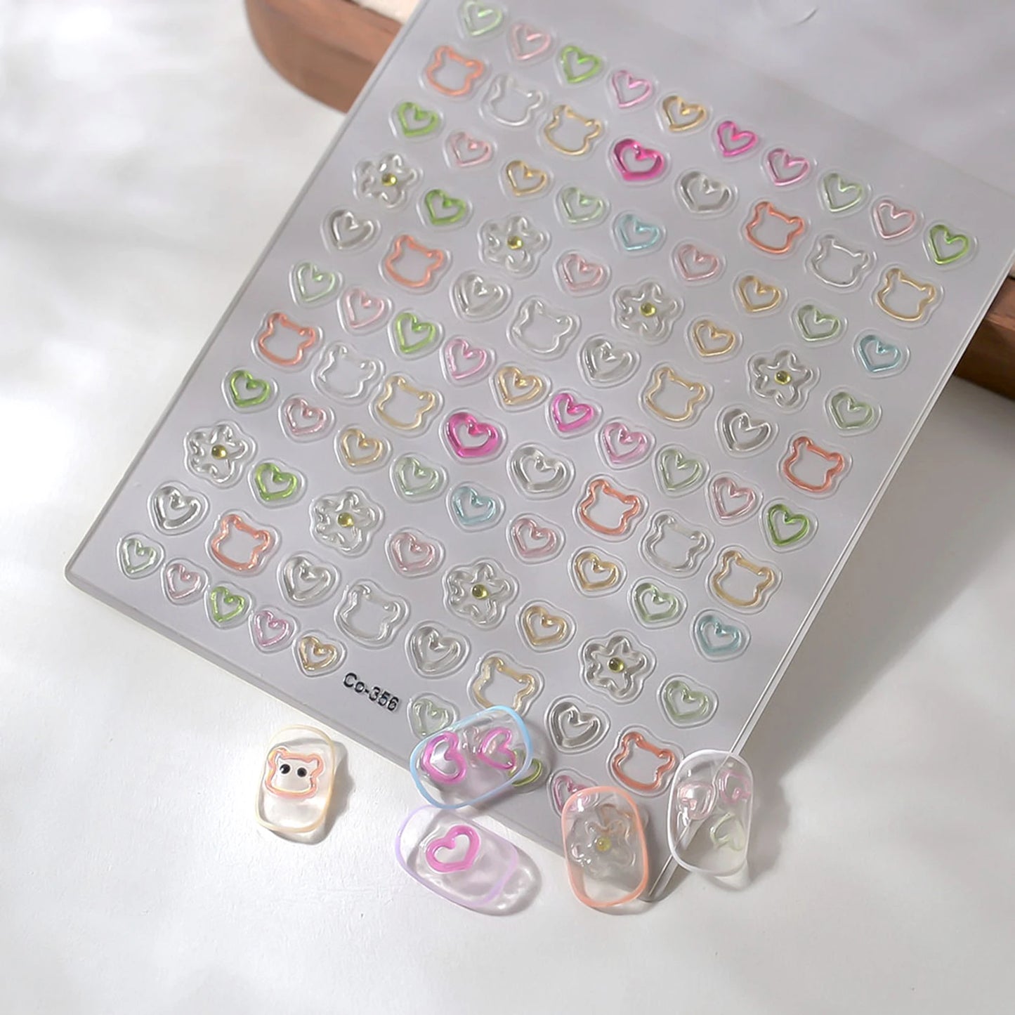 3D Nail Art Stickers – Hollow Love & Bear Embossed Decals