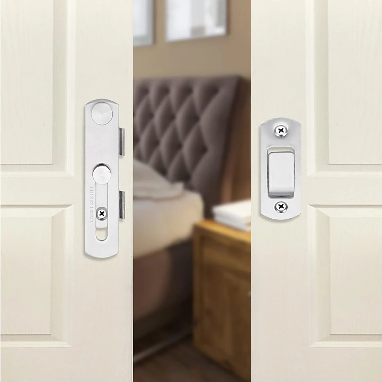 Stainless Steel Child Safety Cabinet Locks Sliding Door Snap Lock Durable Door Latch for Window Cabinet Fitting Room Peaceful Pleasures Health and Wellness