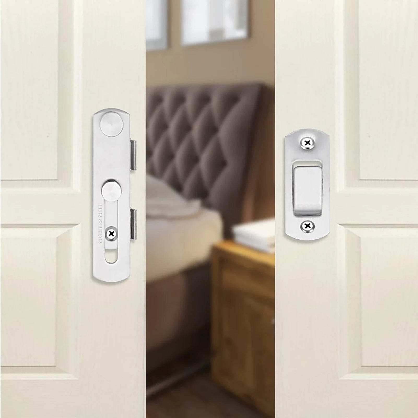 Stainless Steel Child Safety Cabinet Locks Sliding Door Snap Lock Durable Door Latch for Window Cabinet Fitting Room Peaceful Pleasures Health and Wellness