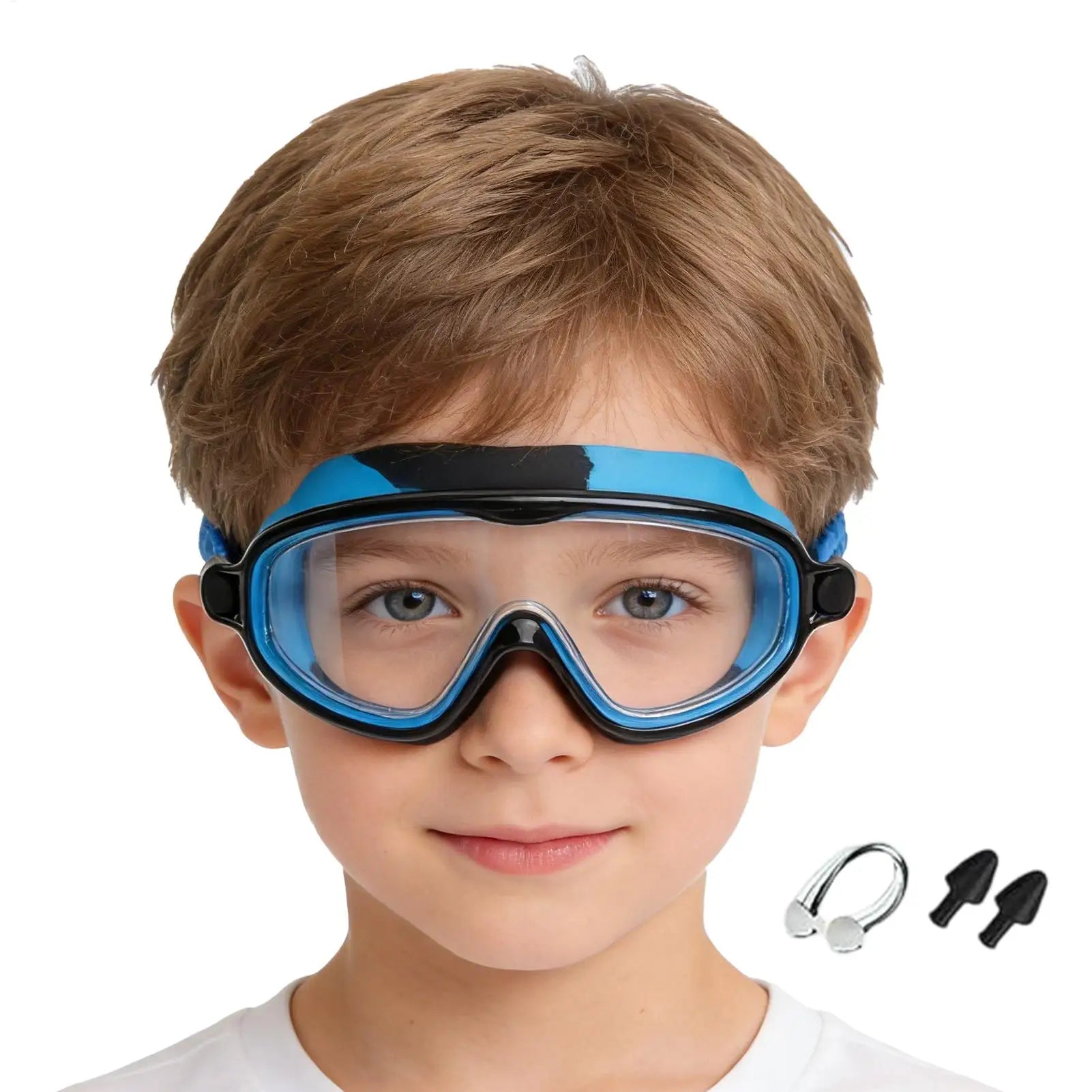 Kids Swim Goggles with Nose Clip & Earplugs Anti-Fog & Leakproof for Boys Girls Pool Beach Snorkeling Diving Water Sports Summer Peaceful Pleasures Health and Wellness