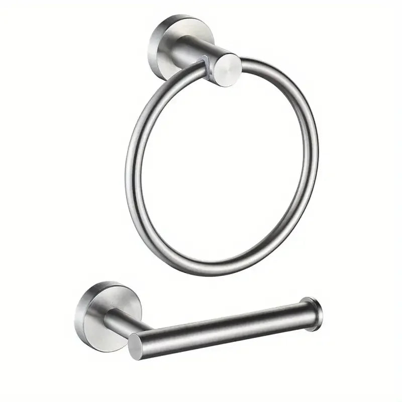 2-Piece Stainless Steel Bathroom Set – Towel & Paper Holder