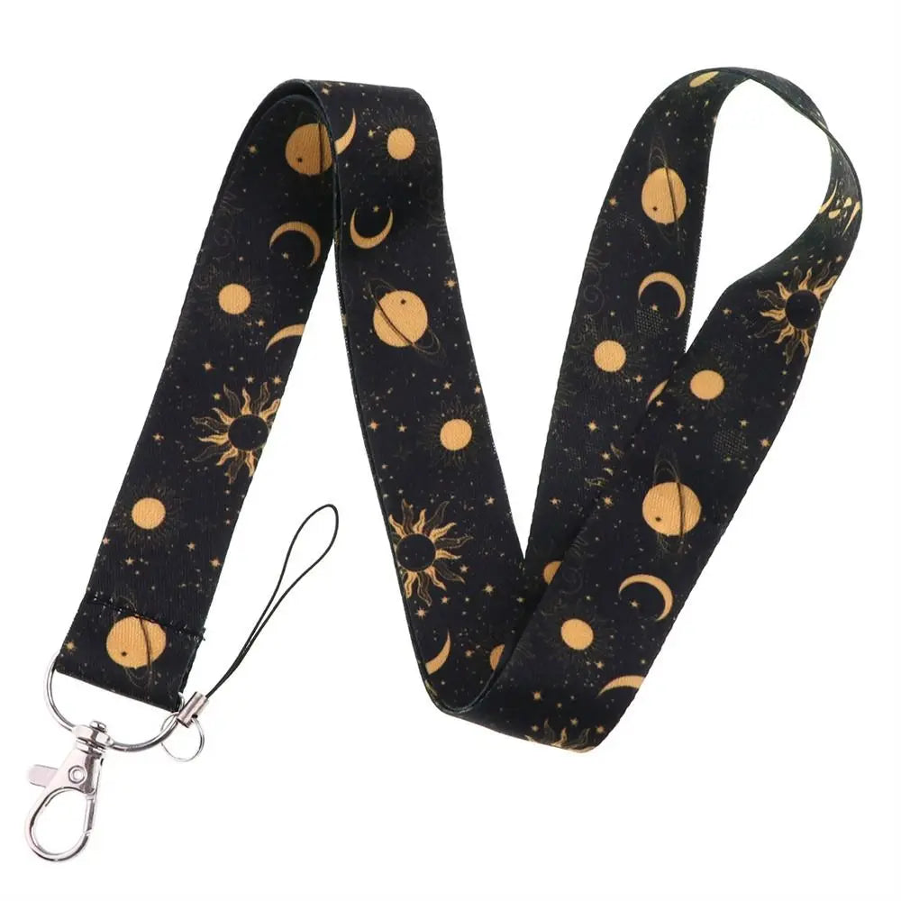 Vintage Office Supply Keyrings Card Holder Sun and Moon Phone Lanyard ID Card Holder Hanging Rope Badge Holder Phone Neck Strap Peaceful Pleasures Health and Wellness 1