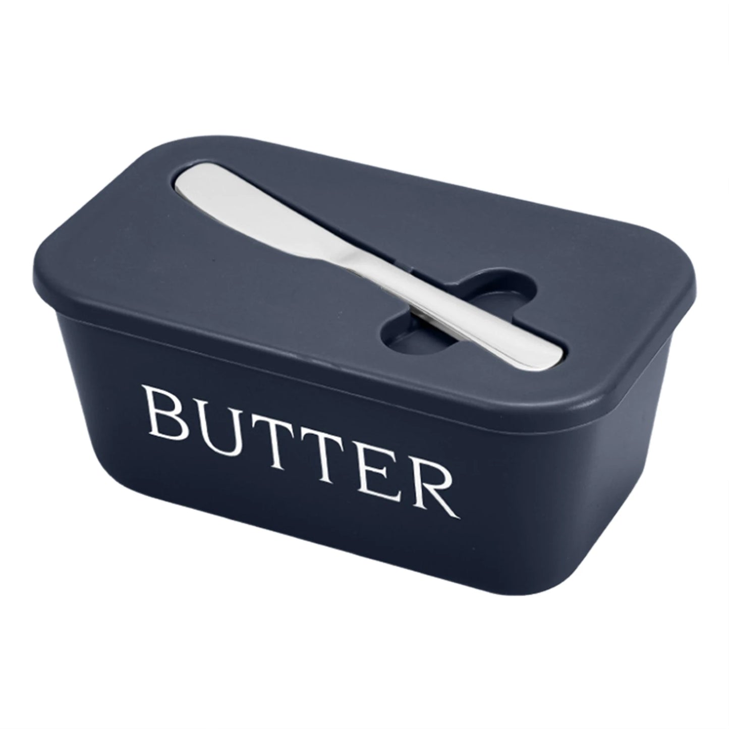 Butter Dish with Lid & Cutter | Airtight Fridge Storage Box Butter & Cheese Storage Peaceful Pleasures Health and Wellness Blue