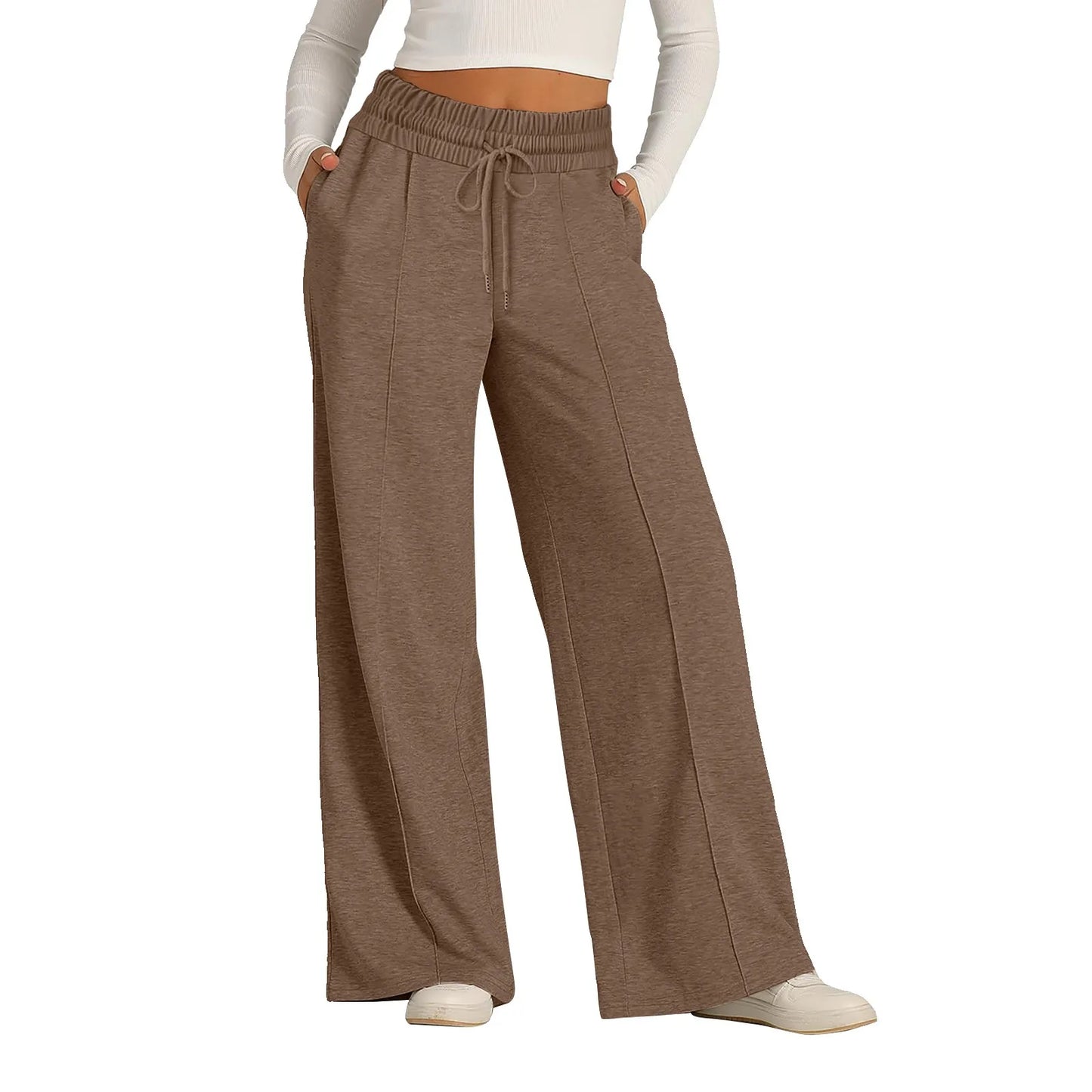 Women's High Waist Wide Leg Fleece Jogger Sweatpants