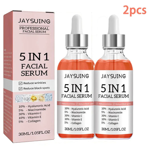 5-in-1 Face Serum – Vitamin C & Hyaluronic Acid, 2x30ml Peaceful Pleasures Health and Wellness 2pcs