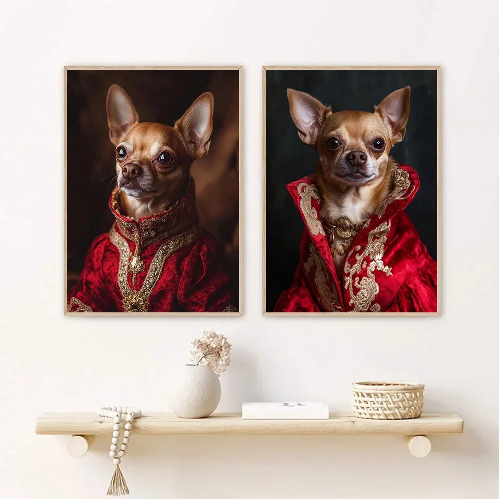 Funny Renaissance Labrador Dog Canvas Wall Art | Royal Pet Portrait
