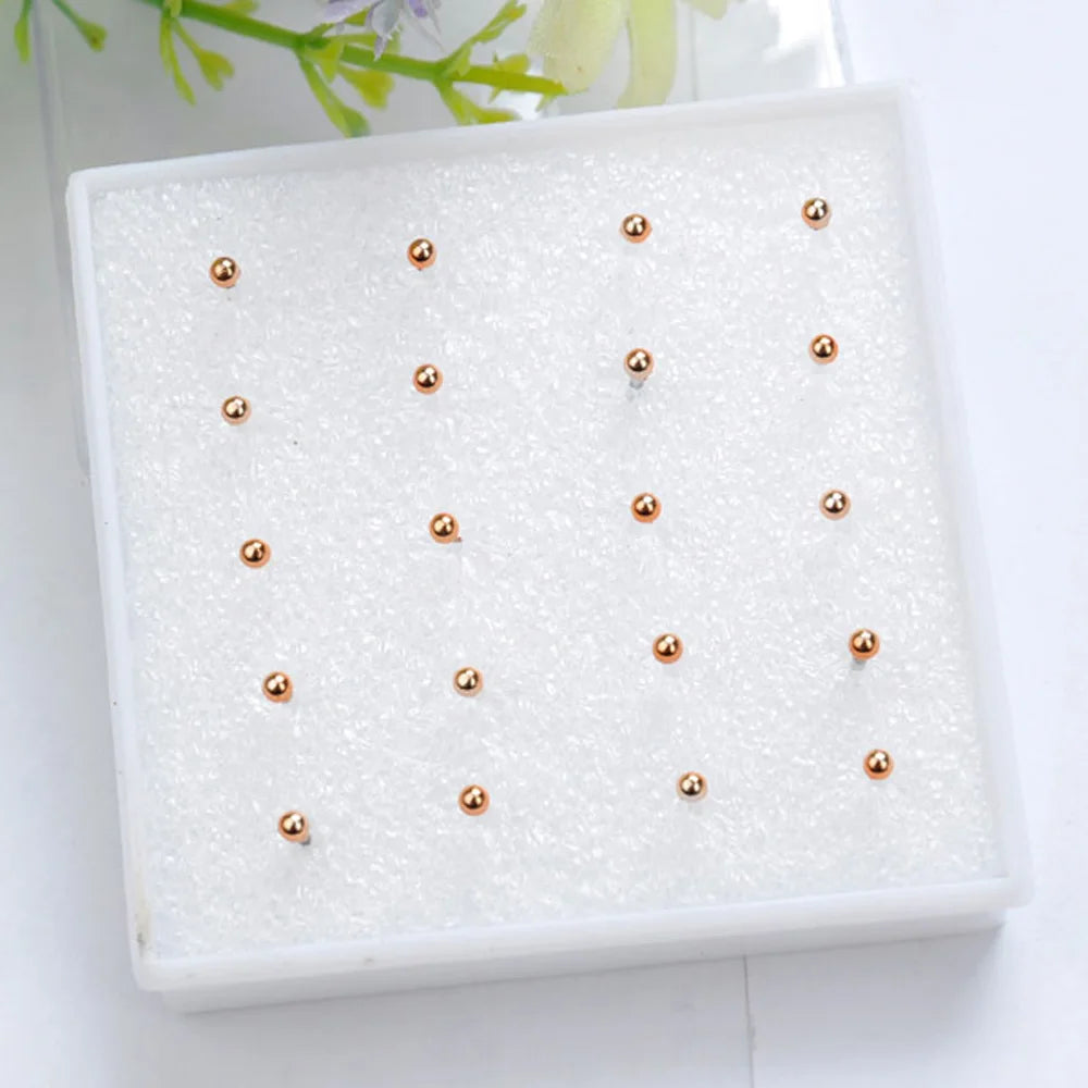 10 Pairs Gold Plated Silver Ball Bead Earrings Ear Studs Jewelry