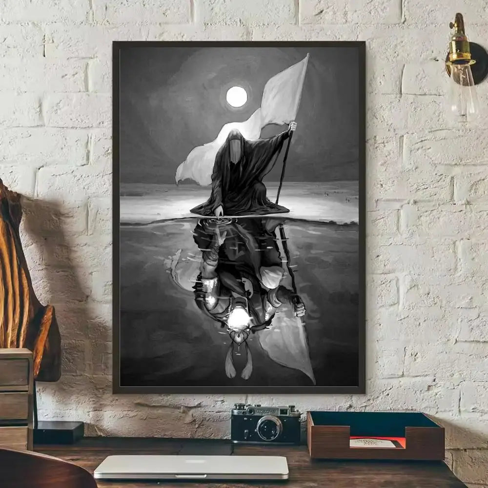 Imam Hussain Shia Ali art anime Painting Calligraphy Anti-wrinkle Canvas Poster Wall Mural Art Photos for Room Home Spaces De Peaceful Pleasures Health and Wellness