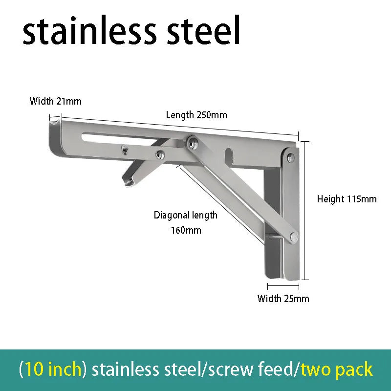 2PCS Folding Wall Shelf Brackets – Stainless Steel Right Angle