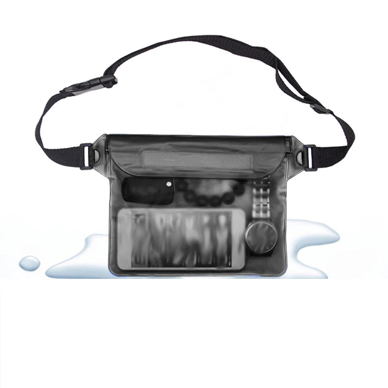Phone Waterproof Bag Sealing Drift Diving Waist Pack Skiing Beach Boat Sport Swimming Underwater Case Cover Shoulder Bags Peaceful Pleasures Health and Wellness black