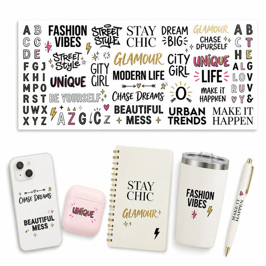 UV DTF Transfer Stickers | Street Style Letter Decals for DIY Craft Sticker Decals Peaceful Pleasures Health and Wellness