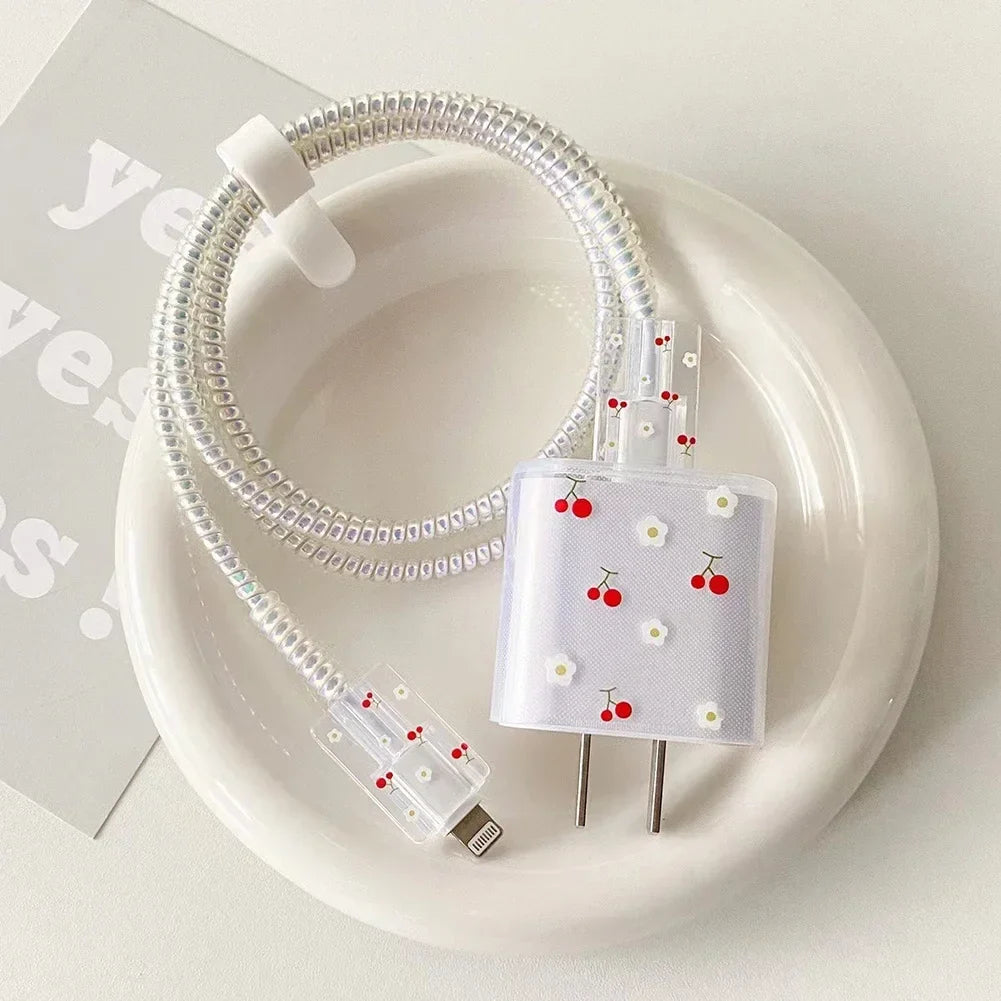 Cute iPhone 20W Charger Cover & USB Cable Winder Protector