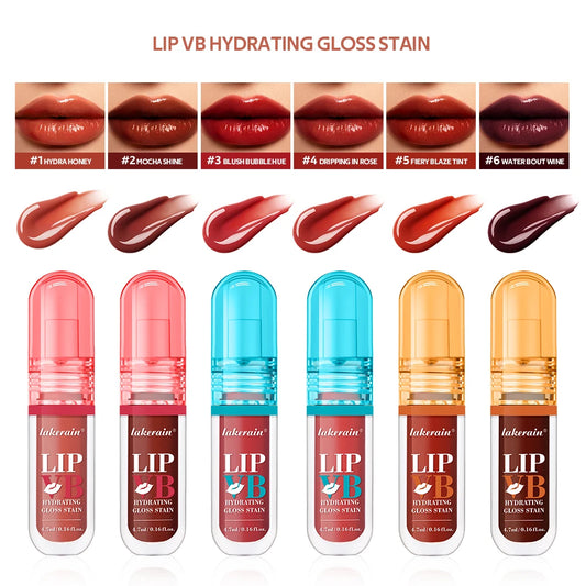 Lip Stain Vb Hydrating Gloss Stain 12Hr Long-Lasting Hydrating Hydra Honey Instant Glossy Wetness Moisturize Nourish Lips Makeup Peaceful Pleasures Health and Wellness