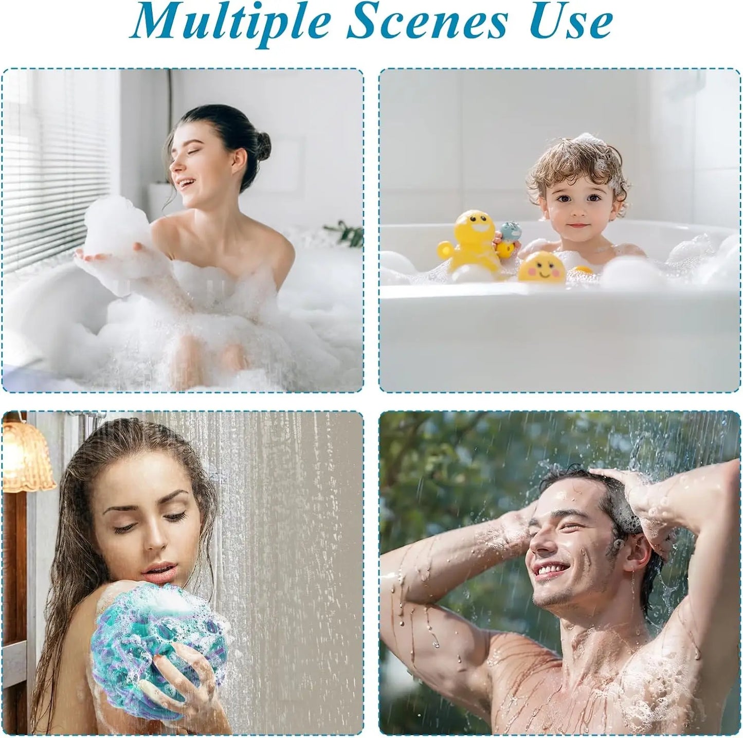 4-Pack Large 75g Loofah Bath Sponges – Exfoliating Body Scrubber