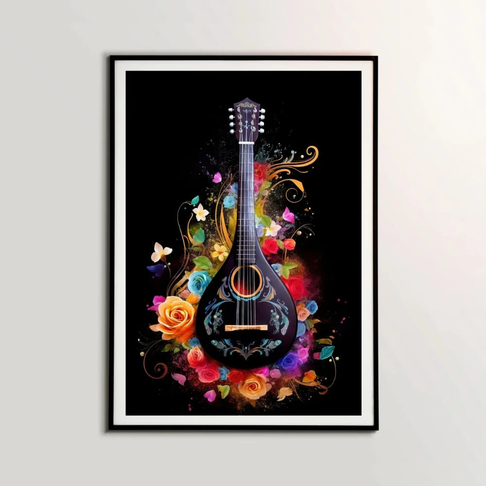 Musical Instruments Canvas Wall Art | Guitar Drum Saxophone Poster