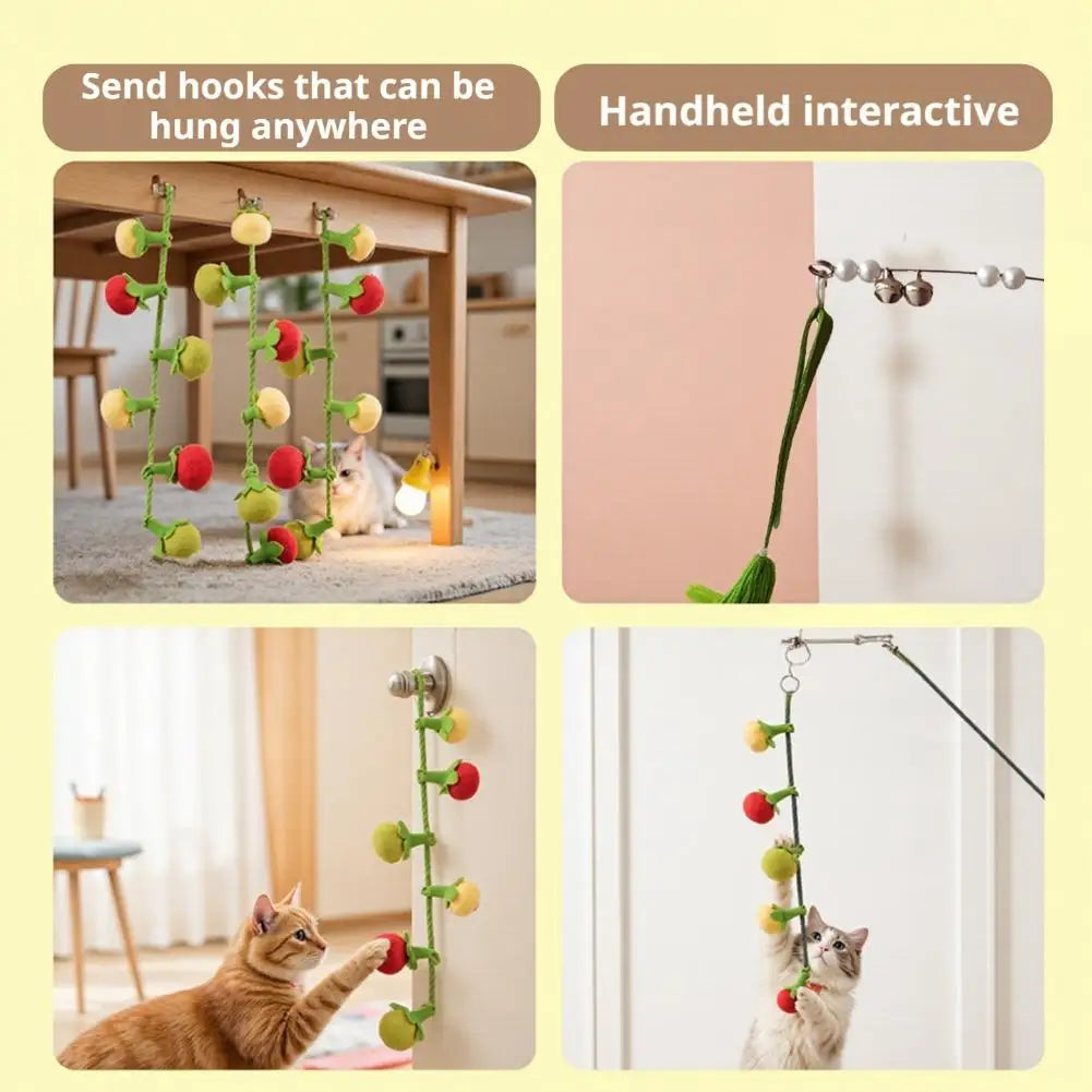 Interactive Catnip Bell Cat Teaser Toy – Cherry Tomato 3-Pack
