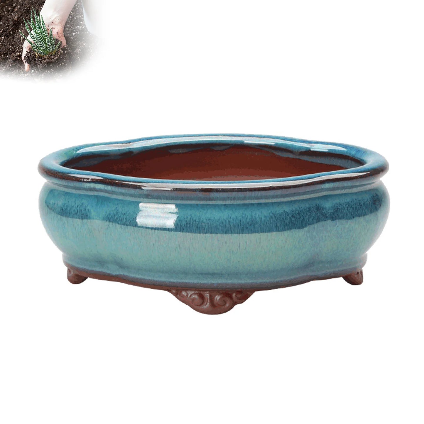 Ceramic Garden Planter Pots Elegant Breathable Rough Pottery Bonsai Pots for Living Room Bedroom Study Pots Peaceful Pleasures Health and Wellness