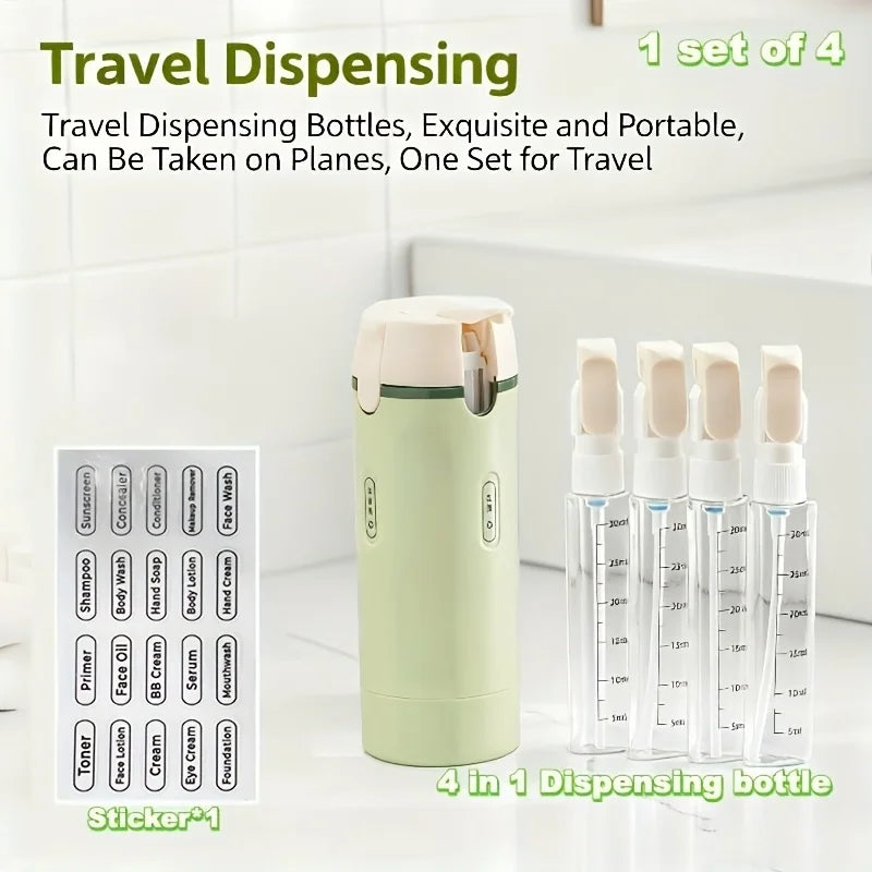 1pc 4-in-1 Emulsion Dispenser Bottle, Travel Bottle, Minimalist with Labels, Travel Dispenser Bottle, Toiletry Container Lotion Peaceful Pleasures Health and Wellness